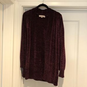 Loft Chenille Open Cardigan, Deep Purple, S